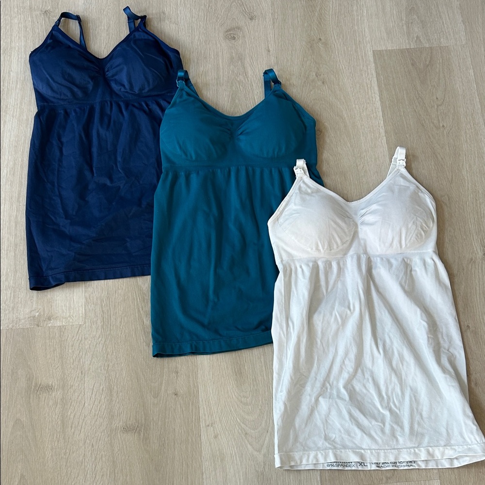 Women's Blue, Teal, and White maternity and nursing Tops